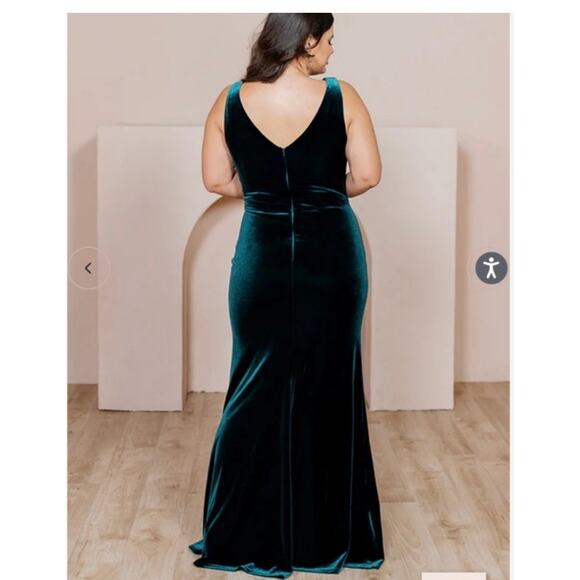 Revelry Dawson Green Velvet Bridesmaid Gown Dress Maxi Evening Holiday 28 - Picture 6 of 6